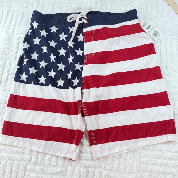 Bioworld Patriotic American Flag Swim Trunks Shorts Mens Size XL New Trunks - Picture 1 of 10